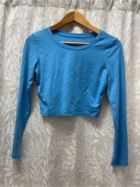 Women's Long Sleeve Cropped Top - Blue